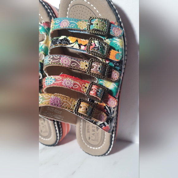 NWT L'Artiste Spring Step Zazzera Sandals Floral Leather Size EU 37/ US 6.5 - Picture 7 of 13